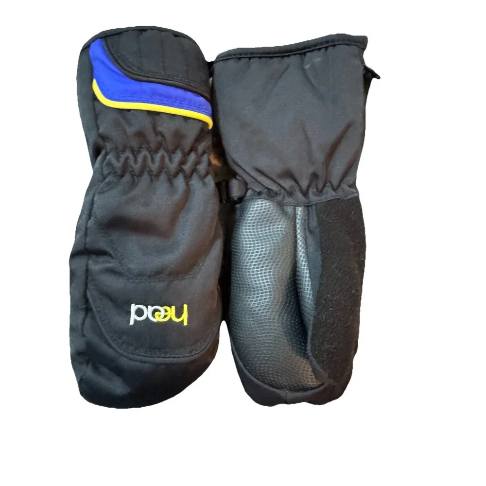 Head KIDS YOUTH Winter Ski Gloves Black Zippered Sides Very‎ Soft Lining XS